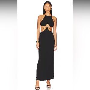 LPA Elisa Maxi Elegant Black Cut-Out Maxi Dress Size small